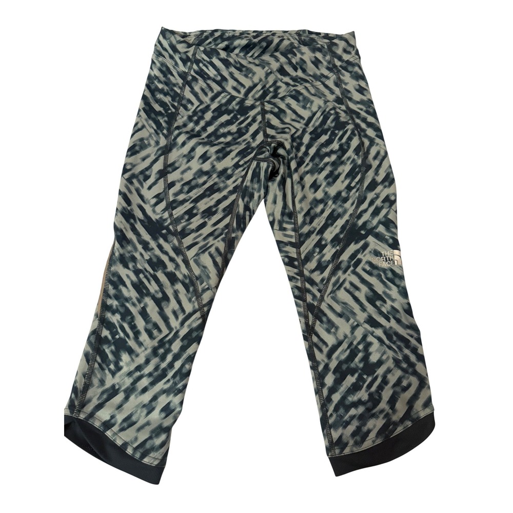 The North Face Womens Cropped Athletic Leggings XS Gray Abstract Active Workout